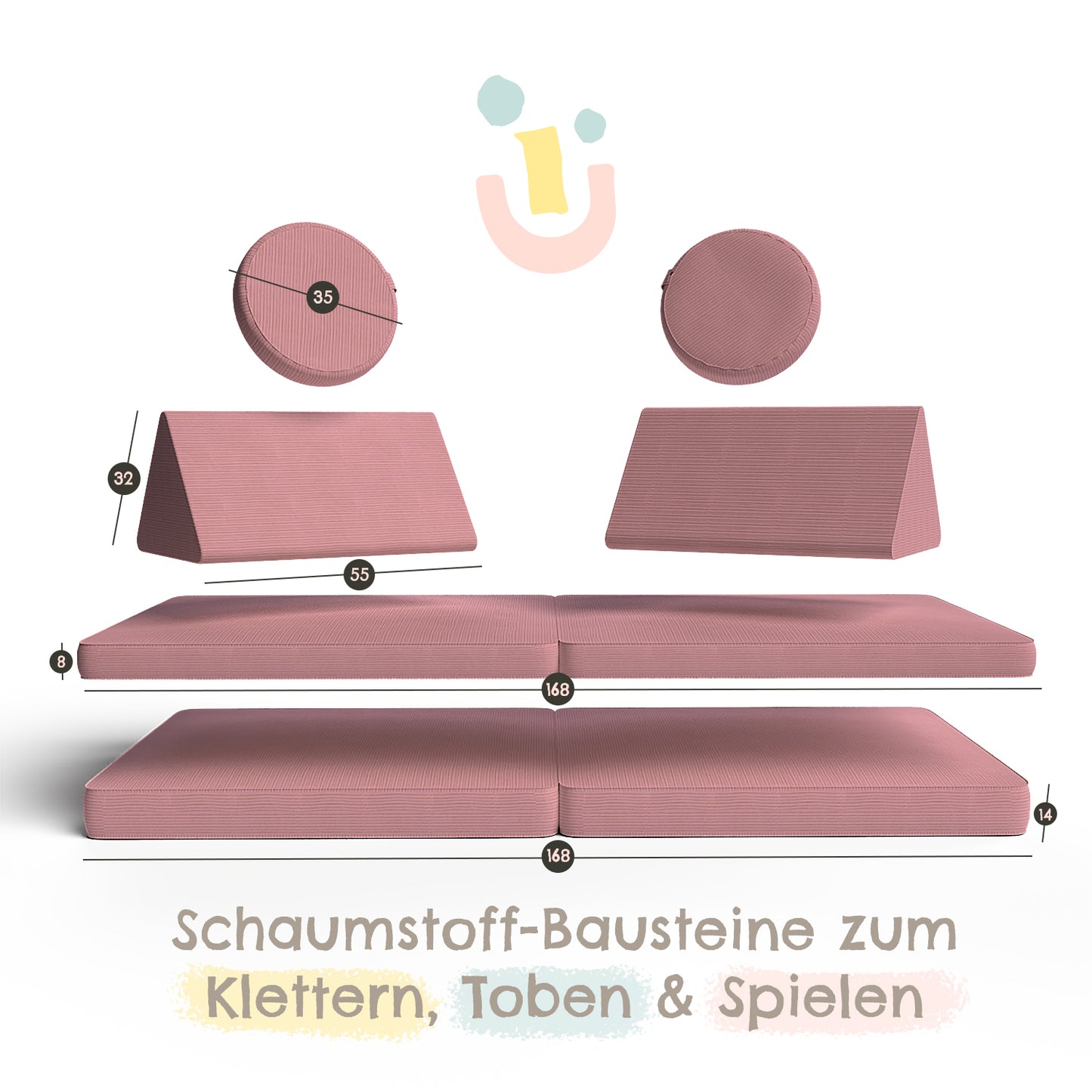 Modulares Spielsofa Rosa